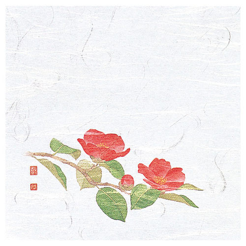 ヤマコー 用美 業務用 4寸OP懐石敷紙 椿 (100枚入) yamaco65121