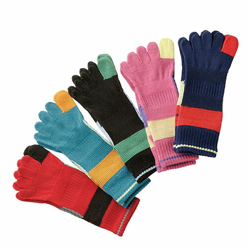 サンスマイル 楽ちん5本指テーピングソックス5色組 テーピング機能でぐんぐん歩ける SNSM-86007