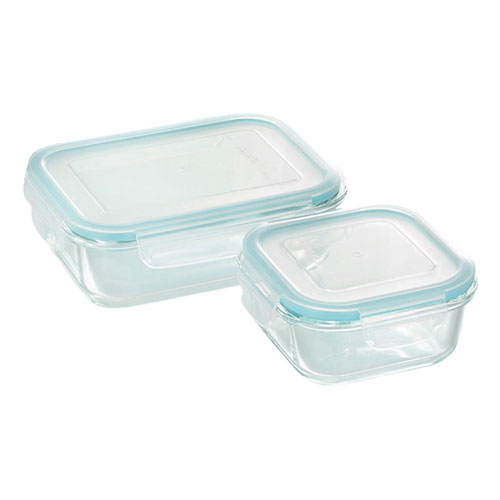 クラルテ 耐熱ガラス製 保存容器 2点セット 電子レンジ・オーブン・冷蔵・冷凍・食器洗い機で使用可能 CTH-002