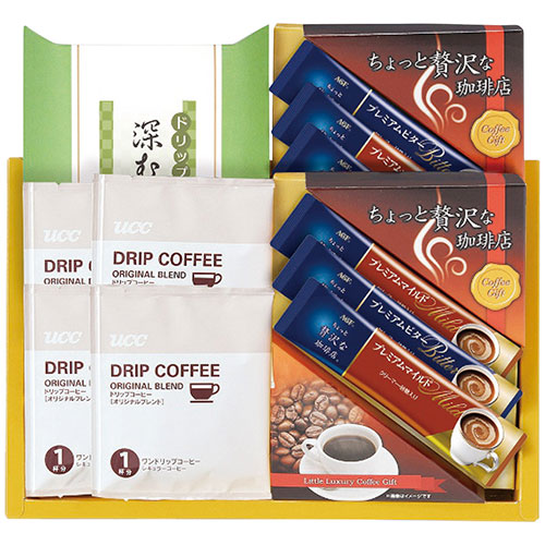 AGF・UCCコーヒー・ドリップ緑茶詰合せ【深むし茶・UCCドリップコーヒーオリジナルブレンド・AGFコーヒープレミアム】 2616-035