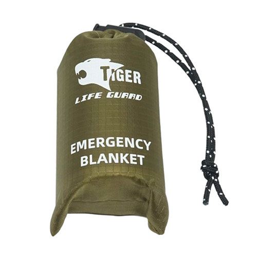 【5枚セット】 リッチボンド TIGER 防寒保温シート・OD 単品 防災用にもアウトドア用にも便利な巾着入り保温シート EB-2301X5