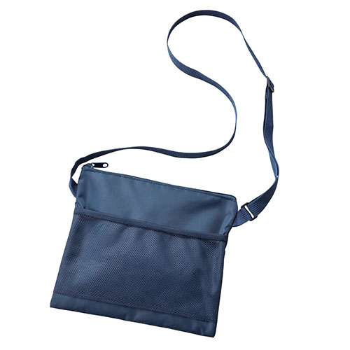 【10個セット】 メッシュポケットサコッシュ 男女問わず使えるネイビーカラー 中身が見えるメッシュポケット SP-36194X10