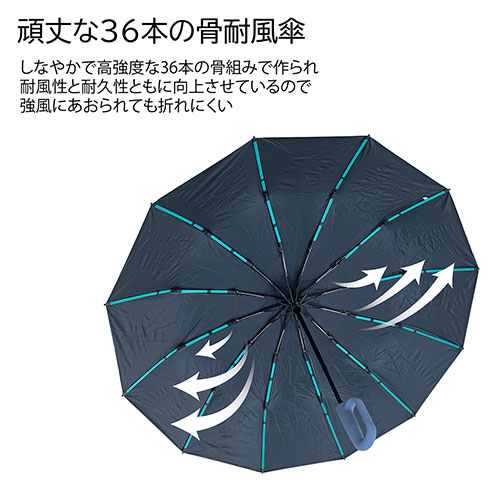 EMBL 楽天市場店のデジタルランド 自動開閉傘 骨数も多いから強風にも強い ベージュ DL-YU468BG｜アングル3