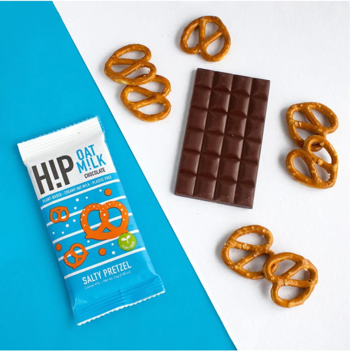 【乳製品不使用】バレンタイン ヴィーガン ミルクチョコレート ミニサイズ プレッツェル 塩味・食感が病みつき チョコレート ギフト プチギフト オーツミルク ヴィーガンスイーツ | H!P CHOCOLATE（ヒップチョコレート) ソルティープレッツェル 25g