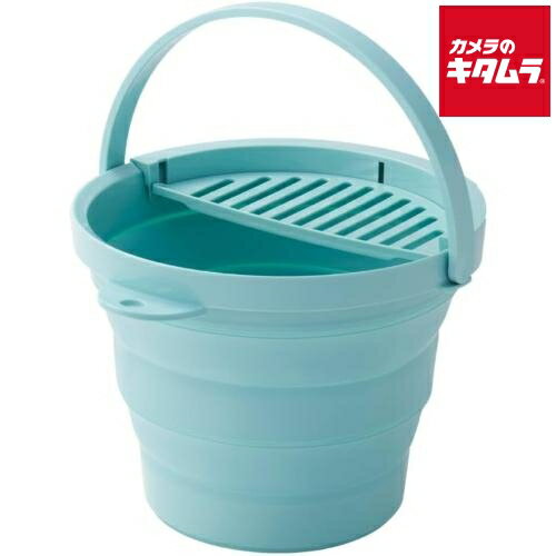 伊勢藤 折りたためるバケツ ちょい置きトレー付 8L I-640-GR ミントグリーン