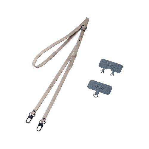 エレコム P-STSDH2PLGY スマホショルダーストラップ ストラップシート付属 ソフトレザータイプ グレージュ