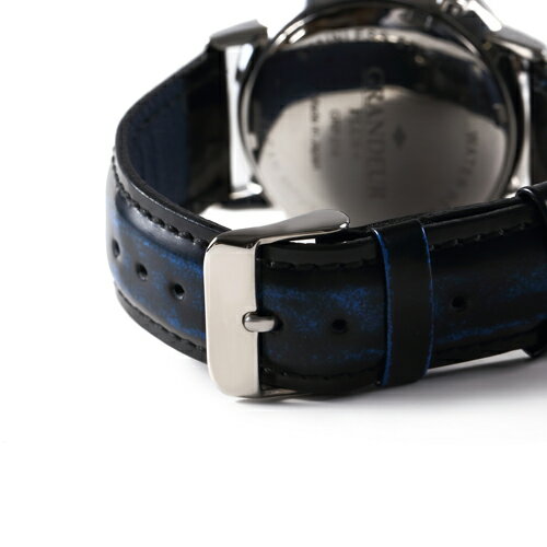 GRANDEUR PLUS メンズ腕時計 GRP014W2 ムーンフェイズレザー ブルー