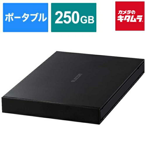 エレコム ELECOM ポータブル 外付けSSD 250GB ブラック ESD-EJ0250GBKR / USB 3.2（Gen 1）対応 耐衝撃 耐振動 データ復旧サービスLite付属 PS4対応