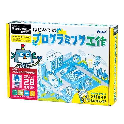 【製品特徴】■小学校プログラミング教育対応■入門ガイドBOOK付！【製品仕様】●サイズ：280×197×60mm●商品内容：studuinolite本体×1、みのむしリード線×1、ソケット×1、豆電球×1、DCモーター×1、電子ブザー×1、電池ボックス×1、USBケーブル microB×1、タイヤ×4、タイヤゴム×4、ブロック四角（薄緑色）×4、ブロック四角（薄黄色）×2、ブロック三角（薄緑色）×2、目玉×2、回転軸×2、ブロックリムーバー×1 ※商品の仕様・対応をご確認の上、ご購入ください。 `artec`アーテックスタディーノライトで遊ぼう初めてのプログラミング工作95106`自由工作`自由研究`夏休み` ※この説明文は楽天市場店の記載内容です。URLはhttps://item.rakuten.co.jp/emedama/で始まります。URLが異なる際はサイトを利用することのないよう十分ご注意ください。 ▼ご注意▼以下の商品は、当商品と互換性に関係なく表示されます。互換性は別途ご確認の上ご注文ください● 商品の返品について