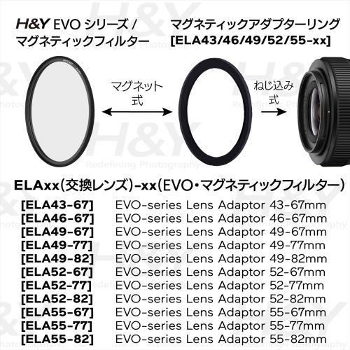 H&Y ELA77-95 EVO マグネティックステップアップリング 77-95mm マグネット式 《納期約2週間》