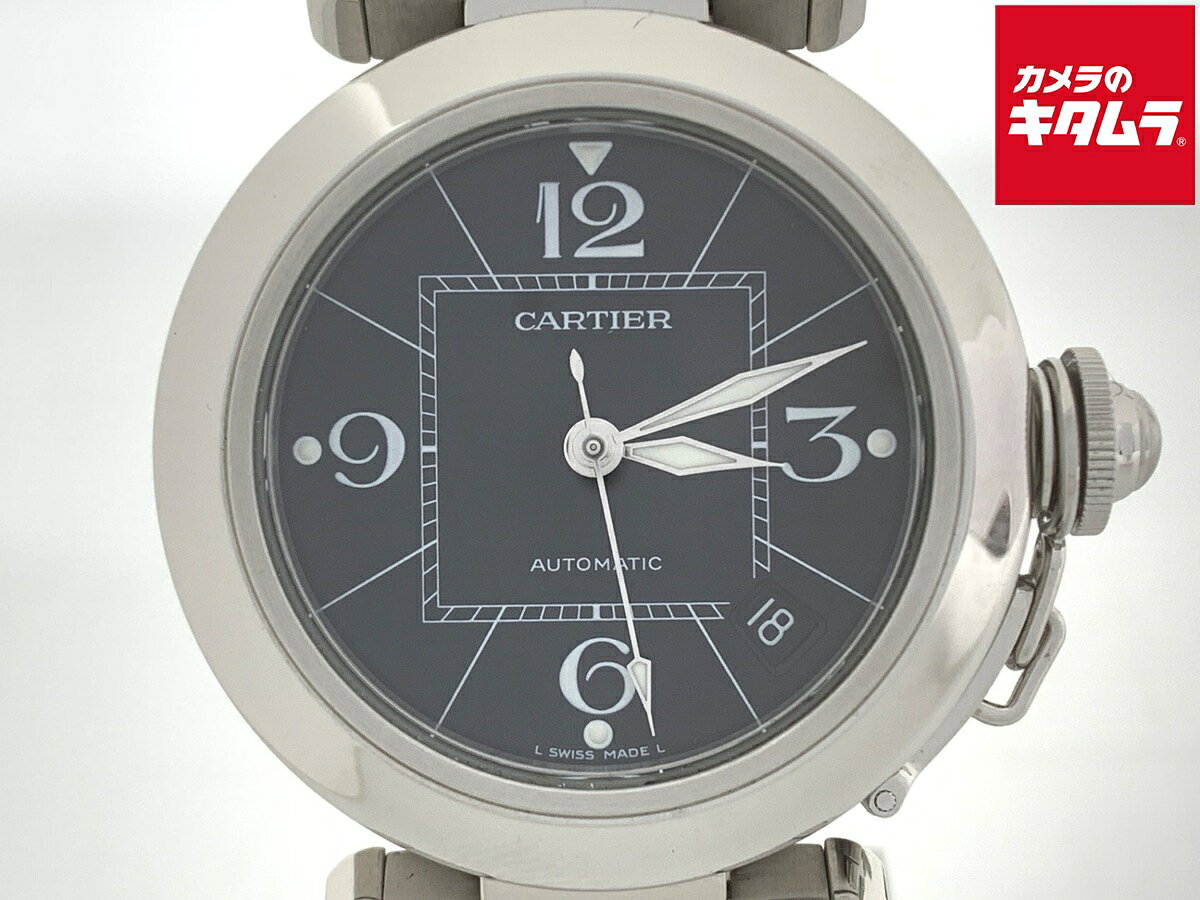 【中古】 【良品】 カルティエ パシャC 35mm ブラック W31076M7 ステンレススティール ...