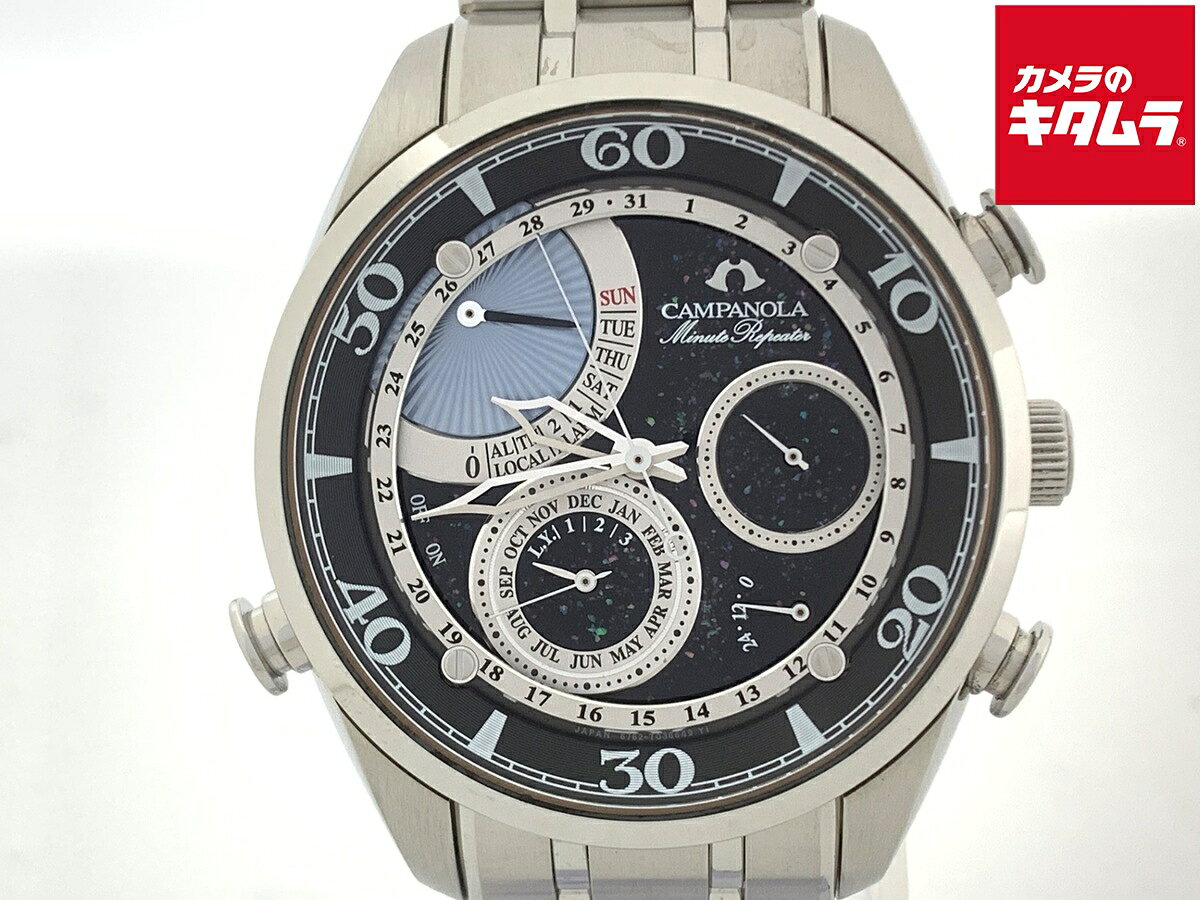 中古 良品 シチズン カンパノラ ブラック AH7060-53F/6762-T022057 ステンレススティール 1年保…