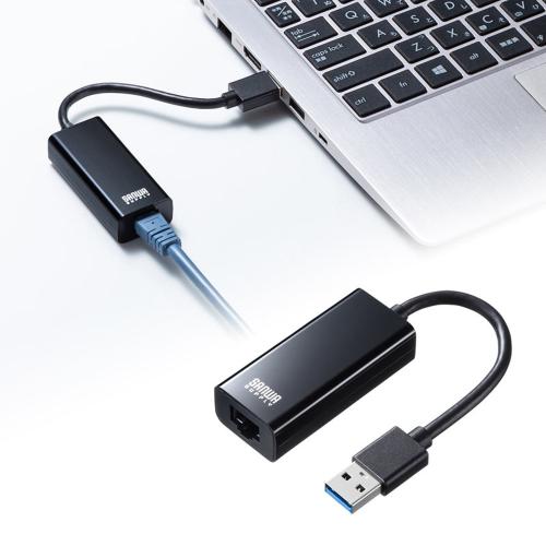 ����掠�ץ饤 USB-CVLAN1BKN ͭ��LAN�����ץ�(USB A Gen1-LAN�Ѵ���Gigabit�б����֥�å�)