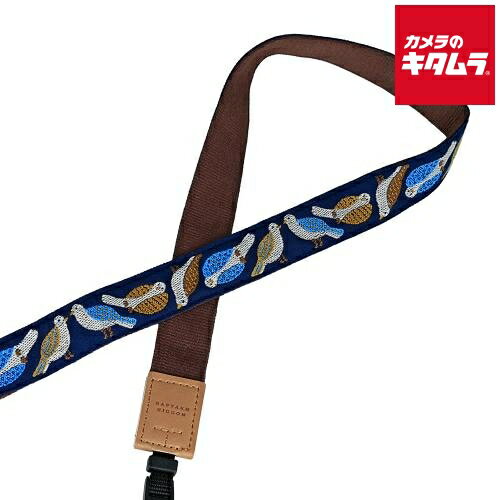 エツミ RR-3017-03 レピヤンリボン オリボンカメラストラップ鳥ネイビー