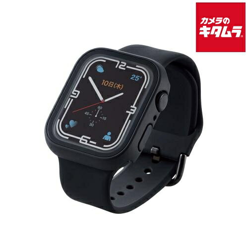 エレコム AW-21AFCGBK フルカバーケース プレミアムガラス 高透明 ブラック 〔Apple Watch series7 45mm用〕