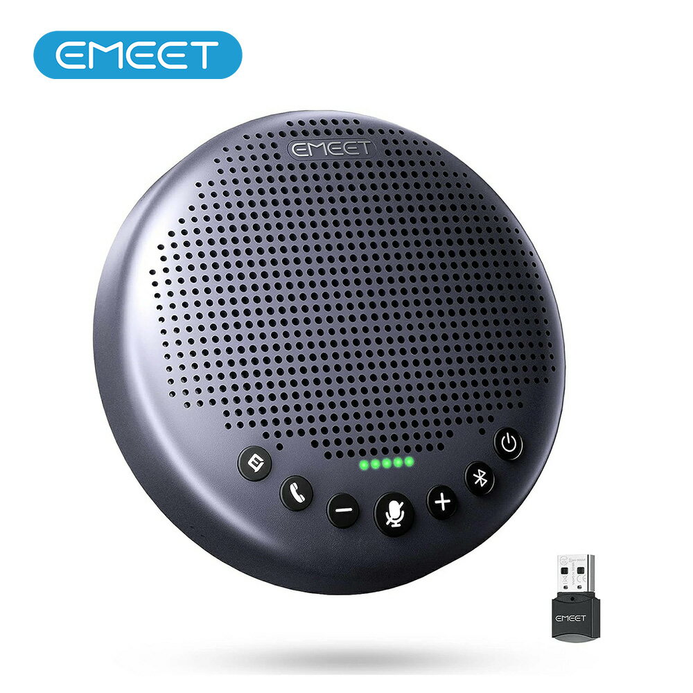 【20%OFFクーポン 10/10まで】EMEET Luna Plus スピーカーフォン 会議用 マイクスピーカー 8つのマイク 360˚全方向集音 ノイズキャンセリング 10人まで対応 web会議マイク USB2.0/Bluetooth 5.3/Dongle適用 連結機能 双方向通話 集音マイク オンライン会議 テレワーク