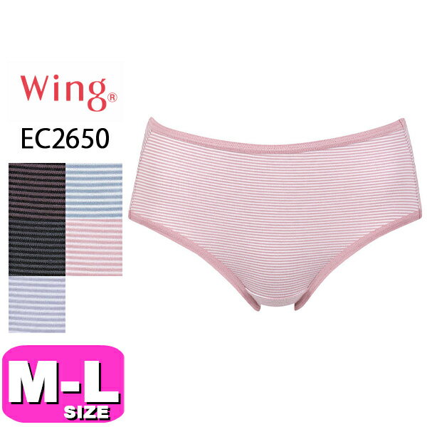 ワコール wacoal ウイング Wing EC2650 ショーツ ハイレッグ ノーマル スタンダード 綿混 伸縮 吸放湿 ボーダー柄 はきこみ丈ふつう デイリーフィット MLサイズ Wing メール便発送可のサムネイル