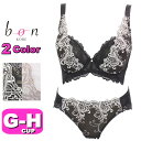 ブラジャー ショーツ セット ビーオーエヌ bon 704102Q 3/4カップ プチプラ ブラ&ショーツ 脇スッキリバストメイクブラシリーズ 脇高 グラマーサイズ 美胸 脇寄せ GHカップ(4)