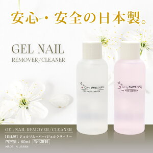 【ジェルネイルリムーバー・クリーナー60ml】ジェルネイル リムーバー クリーナー ネイル 爪にやさしい ジェル ネイル　60ml　日本製　簡単　オフ