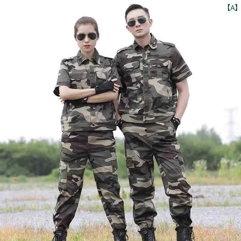 作業着 トレーニング ミリタリー 新型 薄手 綿 半袖 メンズ スーツ 迷彩 夏用 服 ファッション カモ柄 ..