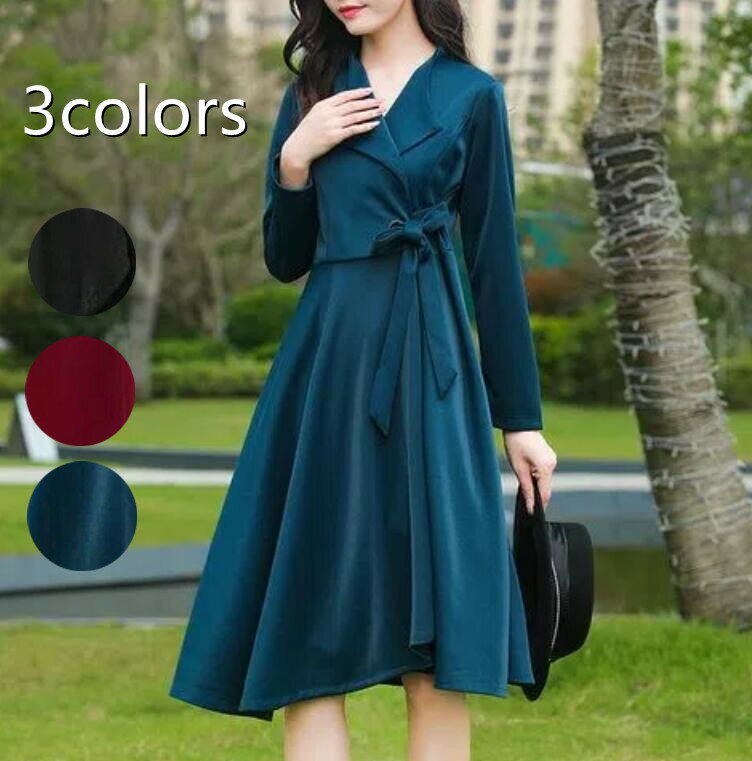 可愛い かわいい 通勤 OL オフィス カジュアル 発表会 ドレス パーティー 結婚式 フォーマル 大きいサイズ 長袖 七分袖 ワンピ 冬 秋 夏 春 上品 大人 フレアワンピース Aライン ロング アシンメトリー ロングワンピース レディース