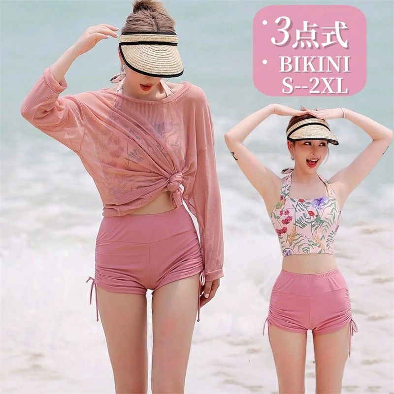 レディース ビキニ 3点セット 体型カバー ラッシュガード セパレート ショートパンツ パット付き タンキニ 可愛い 盛れる フィ