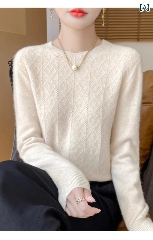 シャツ ニット セーター ウール ラウンドネック ゆったり 春秋冬 レディース カシミヤセーター % 100 ..