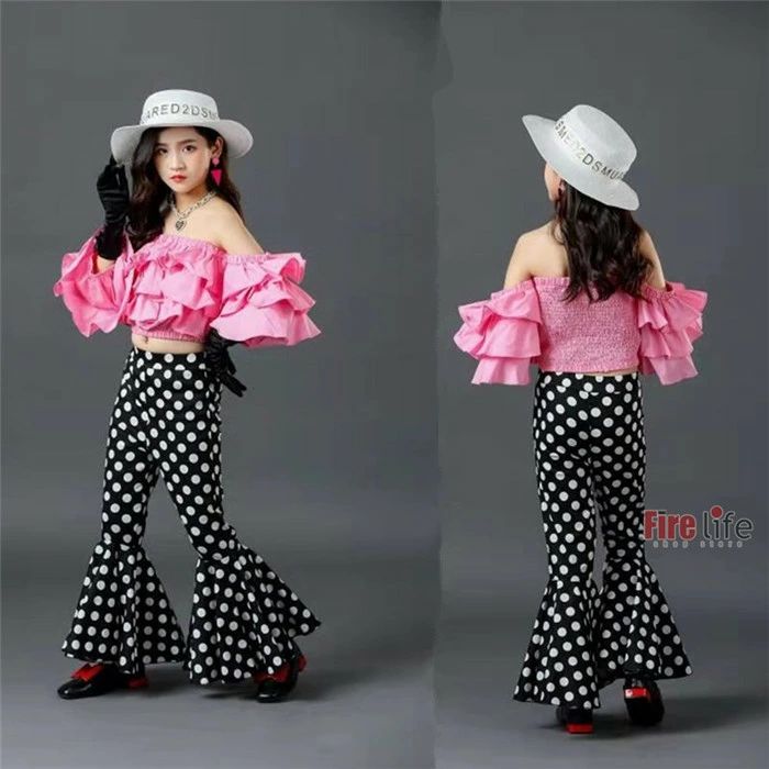 ジ 可愛い ファッションモデル 女の子 キッズダンス衣装 演出服