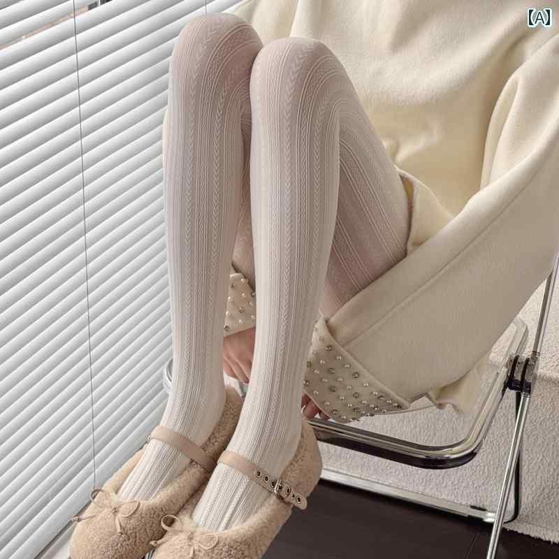 柄 耳 小麦 ツイスト ストッキング 白色 乳 JK ベルベット 秋冬 レギンス グレー ダーク 女性用 レディース パンツ レディース