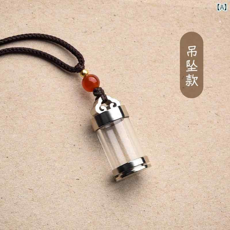 スマート ボックス 辰砂 防水 ペンダント 空 ポータブル 鋼 チタン ネック...