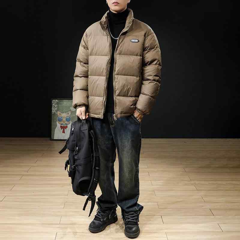 カ ロング丈 アウター ジップアップ ゆったり 秋冬 アメリカンレトロ スタンドカラー ホワイトダックダウン90% 防寒 厚手 メンズ