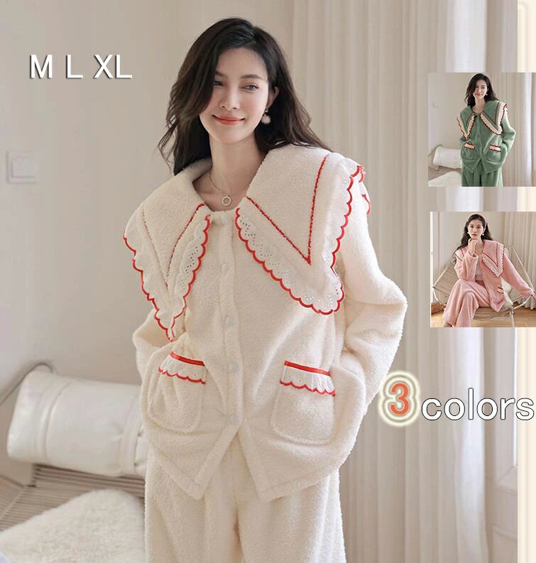 レディースルームウェア ゆったり もこもこ上下セット ペアパジャマ 厚手 可愛い 着る毛布 ガウン ファスナータイプ 柔らか ふわ