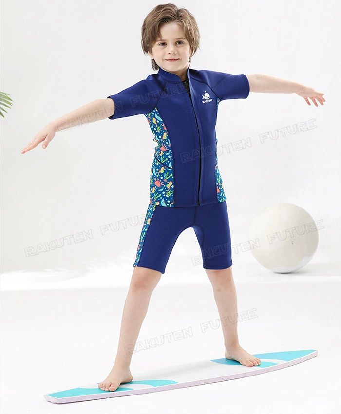 EMI Felice shop 楽天市場店のシュノーケリング ボディボード サーフィン ラッシュガード 小学生 上下セット 男の子 女の子 水着 キッズ ウェットスーツ セパレート 2.5mm セット パンツ ジャケット キッズ ウェットスーツ タッパー 110 100 140 130 120 キッズ ウェットスーツ｜アングル3