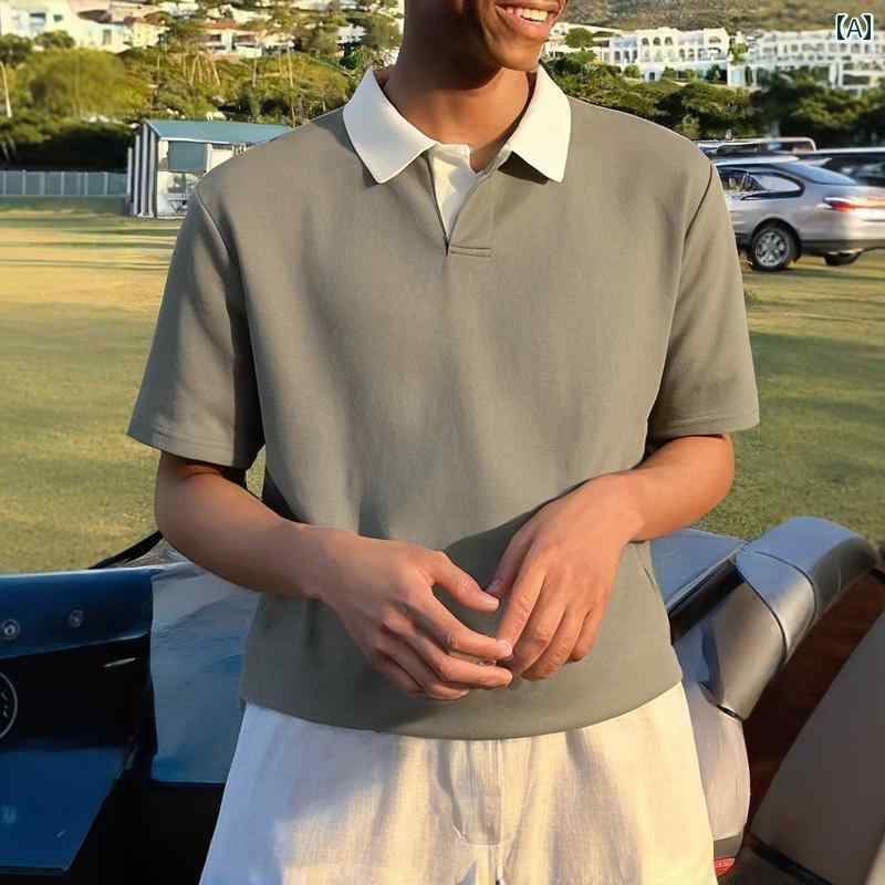 アメリカ ポロシャツ 半袖 メンズ 夏 大人 シンプル 韓国 服 紳士服 男性用 モテ オシャレ かっこいい 秋冬 春夏 ファッション
