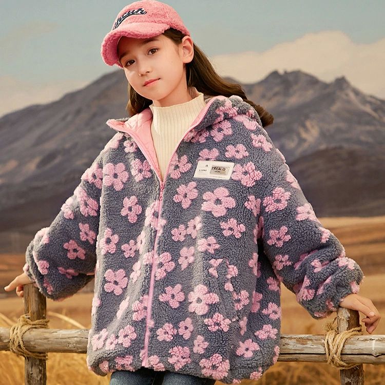 キッズコート パーカー 子供ジャケット女の子 可愛い オシャレ 暖かい ふわふわ ボアフード付き 秋冬 ..