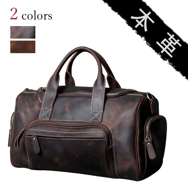 ダーク 旅行鞄 斜め掛け 大容量 修学旅行 3泊 2泊 2WAY ショルダーバッグ トラベルバッグ メンズ ボストンバッグ 牛革 レザー