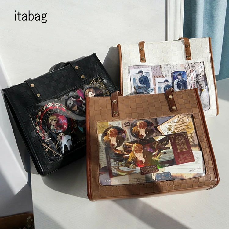 推 缶バッチ 推しバッグ クリア 透明窓 クリアバッグ レディース 可愛 かわいい 大容量 バ 痛 痛トート..