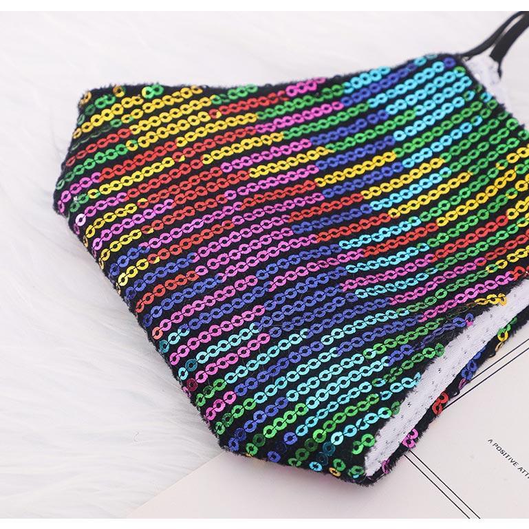 通気性 通勤 防風 呼吸しやすい ダンス 立体マスク 洗える レディース 綿 布マスク スパンコールマスク..