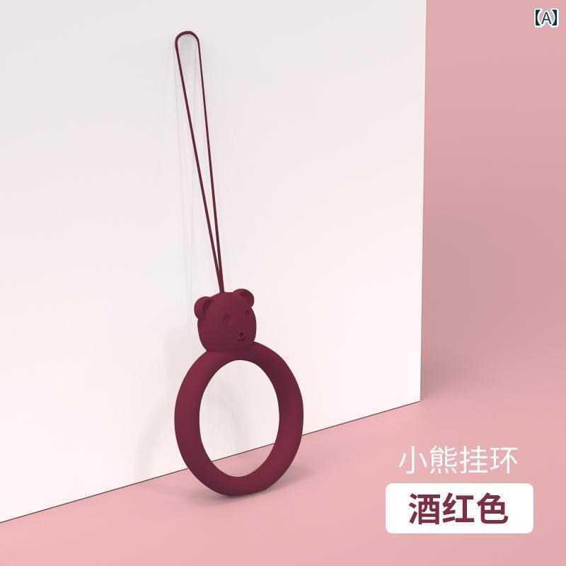 ポータブル 防止 落下 リング 吊り下げ ケース かわいい クマ ペンダント ...