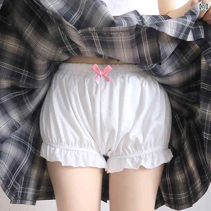 安全 かわいい ロリータ リボン 和風 防止 露出 薄手 夏 ブルマ パンツ パンプキン レギンス JK かわいい オシャレ