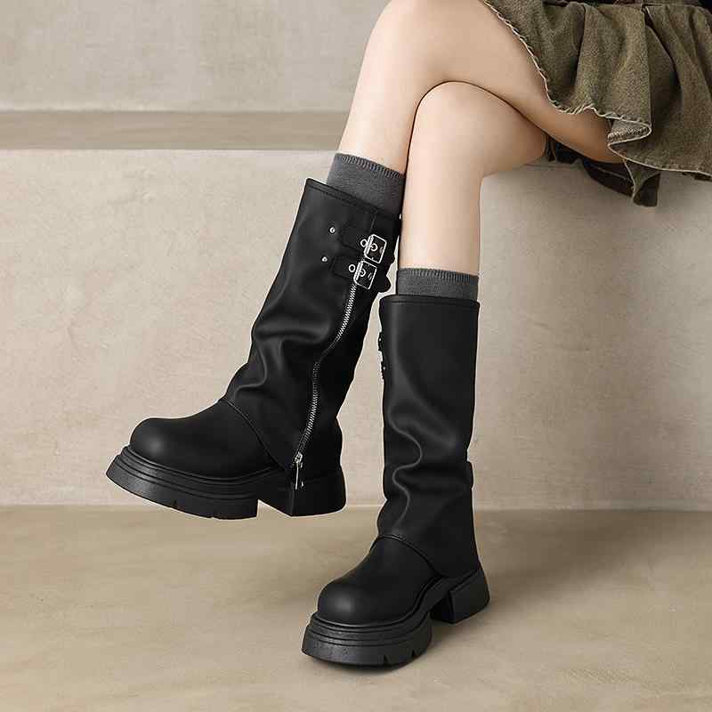 ストリー ベルト ショート 厚底 英国 ブーツ 靴 シンプル おしゃれ かわいい ファッション レディース ..