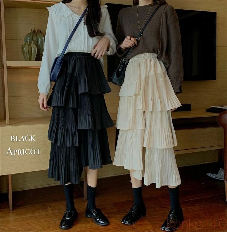 おし 大人 大人可愛い かわいい フリル 2way アシンメトリー セミフレア 膝下 ミモレ丈 ティアードスカート スカート レディース