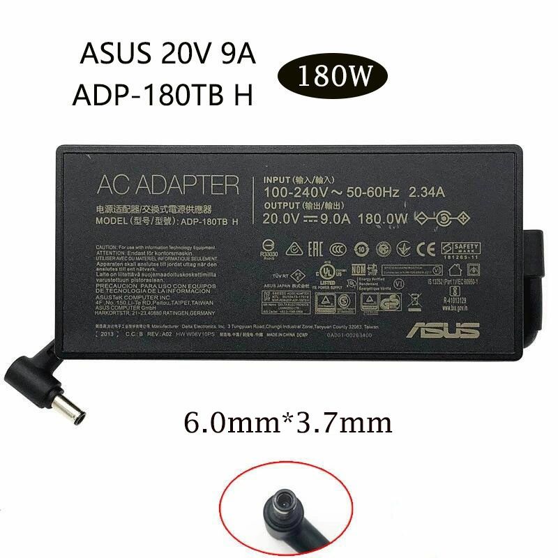 6.0mm*3 PC電源 充電器 ACアダプター 交換用 H ADP-180TB 180W 9A 20V G14 502 GA401 14 ROG Asus 180W H ADP-180TB 9A 20V ASUS