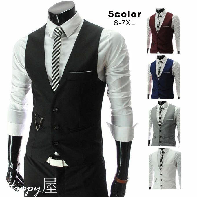 細身ベス ビジネスベスト ジャケット 4カラー キレイめ カジュアル スーツ ビジネス 新作 ベスト フォーマル メンズ ジレベスト