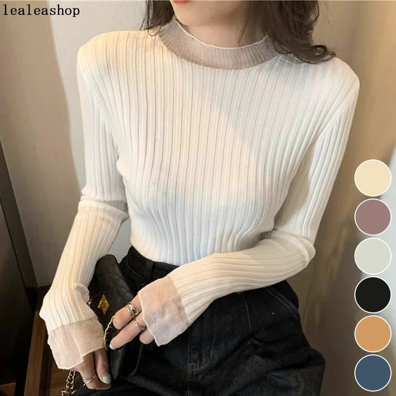透け シアーニット 高伸縮 インナー カジュアル オフィス きれいめ リブ 秋冬 冬 トップス シアー フリ..