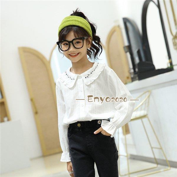 ジュニア シャツブラウス フリルブラウス ゆったり 小学生 小学校 卒園式 発表会 フォーマル 長袖 入学..