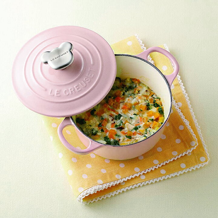 送料無料 包装無料 お食い初め のし無料 ル クルーゼ 鍋 鍋 ベビーココット ロンド １４ｃｍ ベアーツマミ ホーロー 鍋 出産祝い お食い初め 結婚祝い プレゼント 贈り物 ルクルーゼ 離乳食 乳児 幼児 １4ｃｍ セレクトギフトショップ シェリエ離乳食を作るの