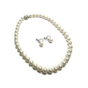 半額!\交換無料&特別特典/ 2点セット パールネックレス イヤリング セット パール 8mm 結婚式 フォーマル 冠婚葬祭 真珠 ネックレス ホワイト ギフト 記念日 ジュエリー 入学式 パーティ グレー 葬儀 貝パール カジュアル 送料無料 emile0188