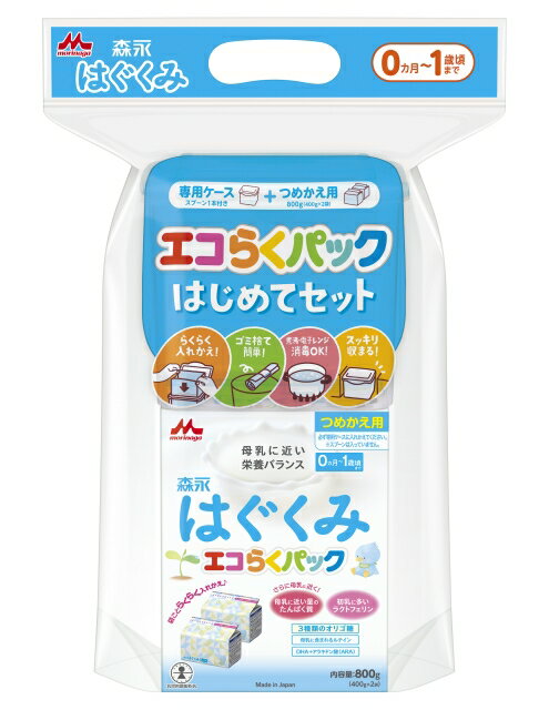 森永はぐくみ エコらくパック はじめてセット セット内容：専用ケース 計量スプーン つめかえ用400g 2袋 説明書 