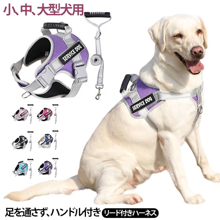 乐天商城 - 小型犬 ハーネス 犬ハーネス リードセット 犬用 中型犬 気管にやさしい ハーネス 足を通さず ソフト メッシュ 大型犬 抜けない 犬 簡単装着 軽量 胴輪 喉 負担が少ない 引っ張り防止 リード付き ハンドル付き 無地